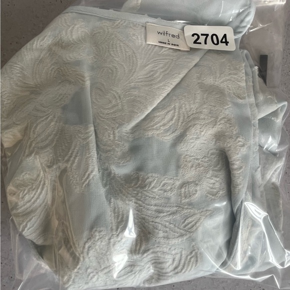 Aritzia Wilfred Henrietta Shirt Large Baby Blue Long Sleeve Semi Sheer Button Up - Picture 11 of 12